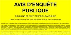 AVIS D'ENQUÊTE PUBLIQUE PORTANT SUR LA REVISION DU PLU